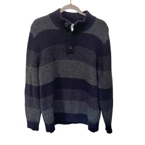 Vintage L.L. Bean Quarter Button Stand Up Turtleneck Sweater 100% Lambswool Sz L